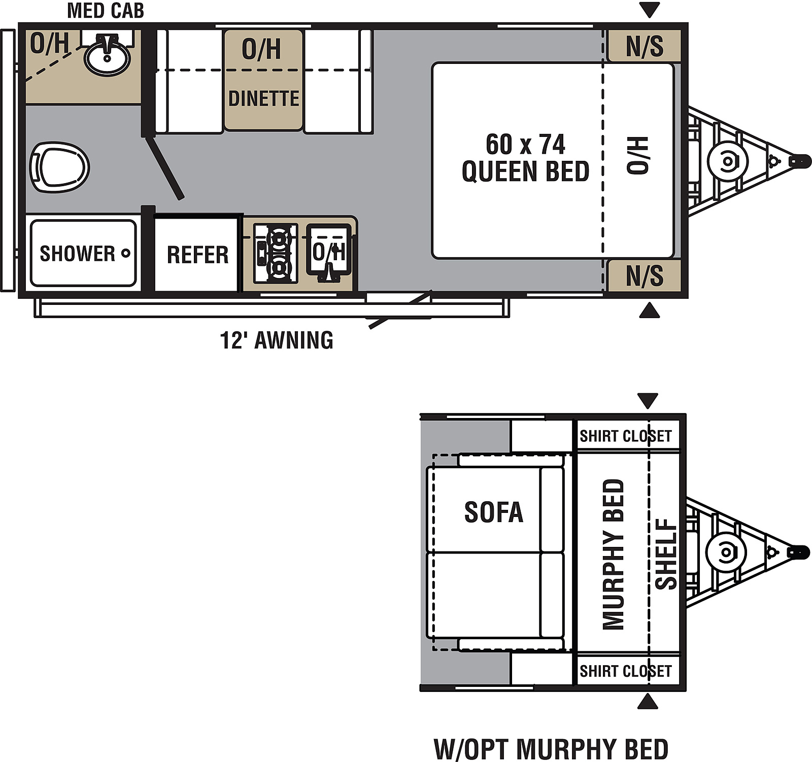 Viking Ultra-Lite 17FQ floorplan. The 17FQ has no slide outs and one entry door.