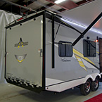Adrenaline 21LT Exterior - Rear 3/4 View with Ramp Door Closed and Awning Extended May Show Optional Features. Features and Options Subject to Change Without Notice.