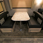Booth Dinette Shown in Java Décor, 2 Doors on Booths for Storage
 May Show Optional Features. Features and Options Subject to Change Without Notice.