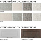Two Interior Décors to choose from (Powell or Tahoe) and Two Interior Wood Selections to Choose from (White Velvet or Chocolate Cherry) May Show Optional Features. Features and Options Subject to Change Without Notice.