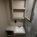Medicine Cabinet Shown Open with Two Shelves. 

 May Show Optional Features. Features and Options Subject to Change Without Notice.