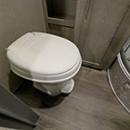 White Foot Flush Toilet.

 May Show Optional Features. Features and Options Subject to Change Without Notice.