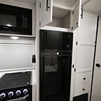 Refrigerator with Two Overhead Cabinets Shown Open
 May Show Optional Features. Features and Options Subject to Change Without Notice.