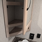 Mirrored Medicine Cabinet Shown Open
 May Show Optional Features. Features and Options Subject to Change Without Notice.