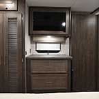 Wardrobe, Television, and Bunk Room Shown Open May Show Optional Features. Features and Options Subject to Change Without Notice.