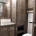 Bathroom - Toilet, Sink, Mirror, and Linen Storage May Show Optional Features. Features and Options Subject to Change Without Notice.