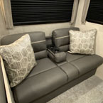 Jiffy Sofa with Two Decorative Pillows and Cup Holders Shown Open.
 May Show Optional Features. Features and Options Subject to Change Without Notice.
