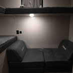 Two Cube Chairs Below Bunk with Light, USB Port and Outlet.
 May Show Optional Features. Features and Options Subject to Change Without Notice.