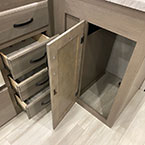 Storage cabinet and drawers under sink shown open May Show Optional Features. Features and Options Subject to Change Without Notice.